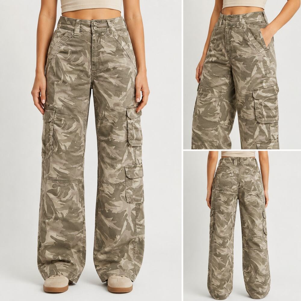 Abercrombie Fitch Cargo Pants Women’s size 23 000 Tan Camo Cotton